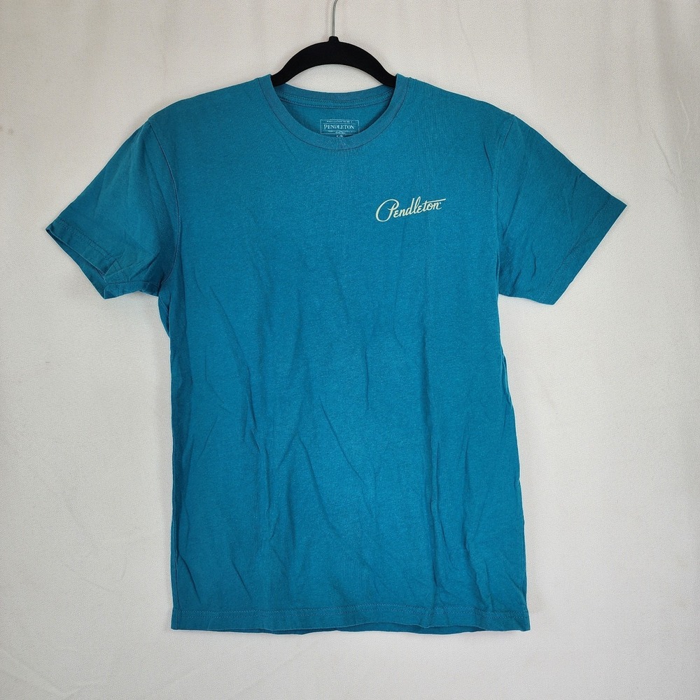 Pendleton Tshirt Logo Graphic Adult Teal Blue S/P Southwestern Outdoor Casual